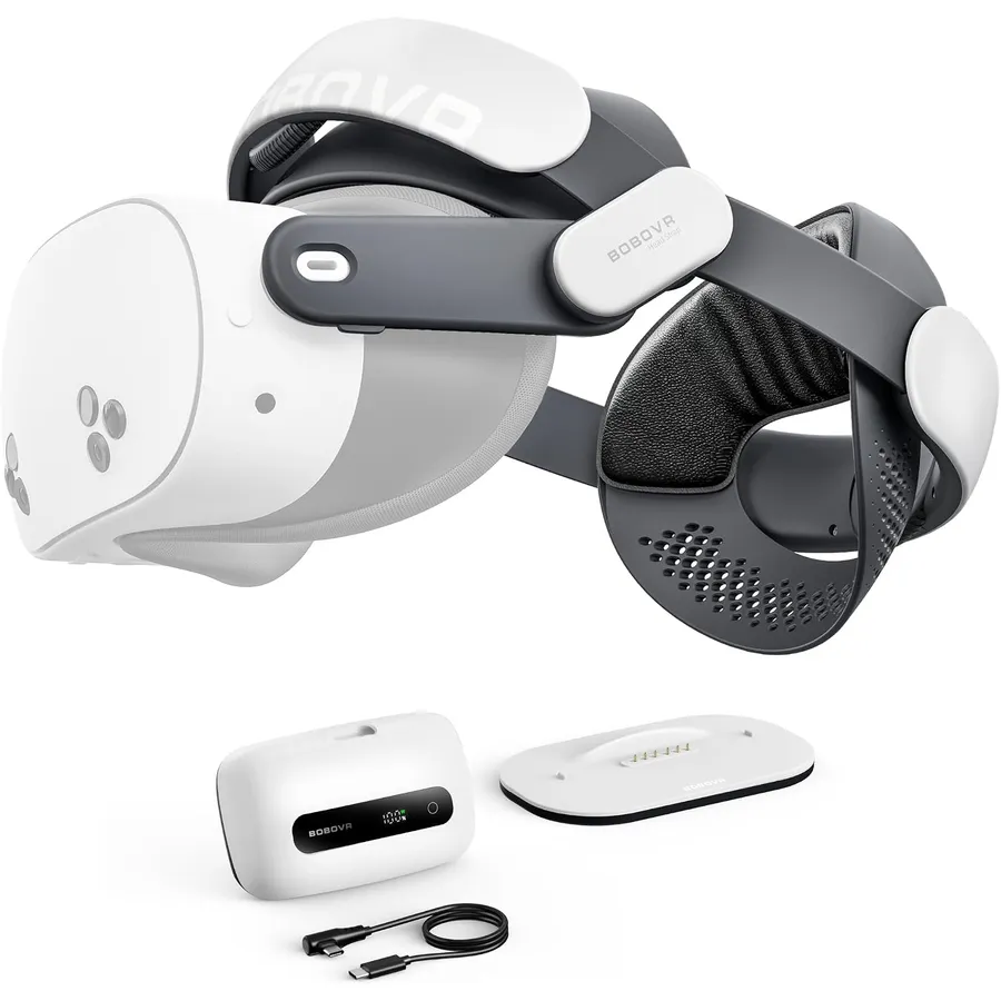 BOBOVR M3 Pro+ - Dual-mode battery head strap with BM60 battery and dock for Meta Quest 3 and 3S